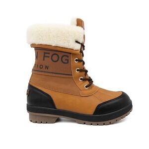 London Fog Collection‎ Mely Winter Boots Women's 6 Duck Brown Faux Fur